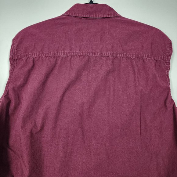 Marc Ecko Cut Sew 100% Cotton Burgundy Mens Medium Short Sleeve Button Shirt - Picture 2 of 10